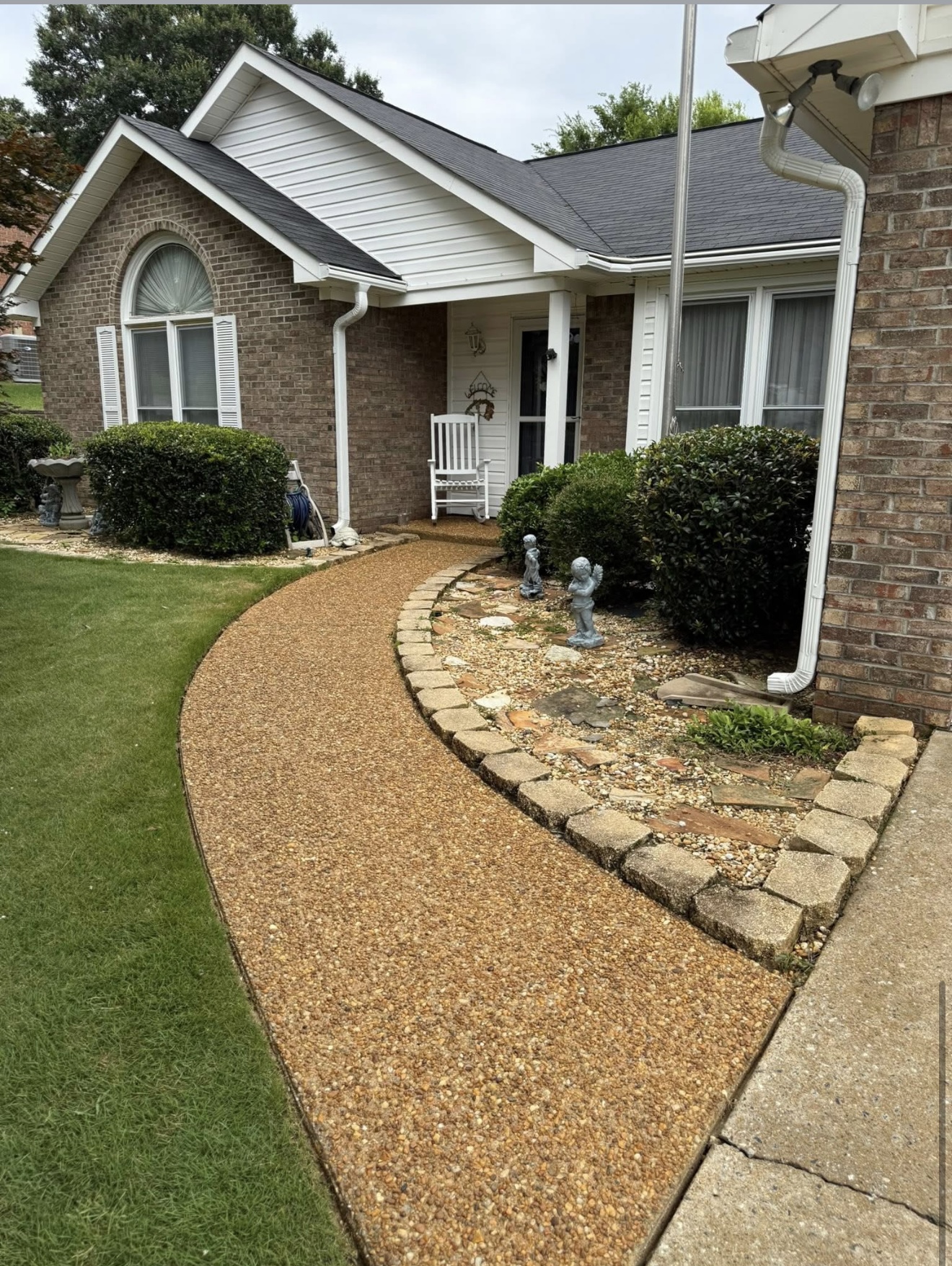 Clean aggregate walkway after pressure washing in Columbus, GA